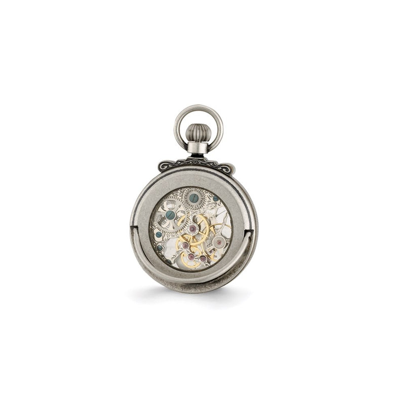 Charles Hubert Antique Chrome Finish Brass Skeleton Pocket Watch