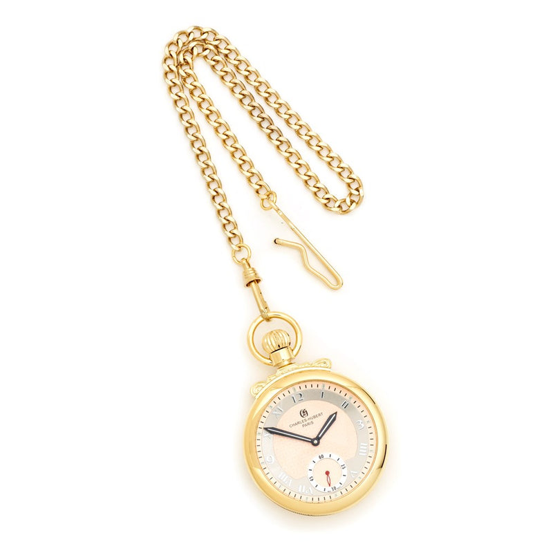 Charles Hubert Gold Finish Champagne Dial Open Face Pocket Watch
