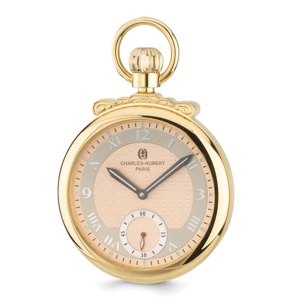 Charles Hubert Gold Finish Champagne Dial Open Face Pocket Watch