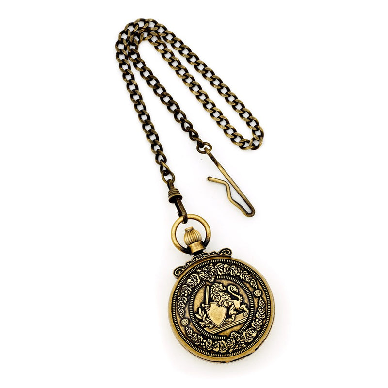 Charles Hubert Antique Gold Finish Lion Crest Pocket Watch