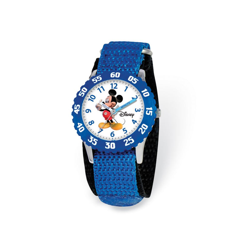 Disney Kids Mickey Mouse Blue Velcro Band Time Teacher Watch