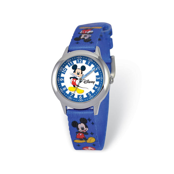Disney Kids Mickey Mouse Printed Fabric Band Time Teacher Watch