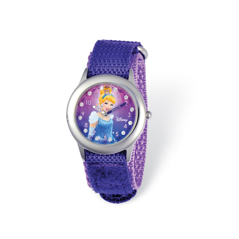 Disney Princess Cinderella Glitz Purple Velcro Time Teacher Watch