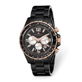 Charles Hubert Blk-Plated Stnless Stl Black Dial Chronograph Watch