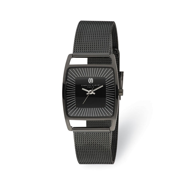 Charles Hubert Black IP-plated Stnlss Stl Milanese Band Watch