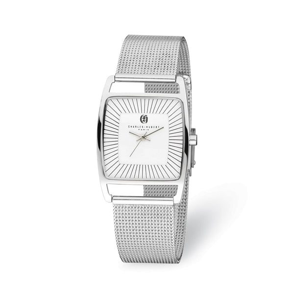 Charles Hubert Stainless Steel White Dial Milanese Band Watch