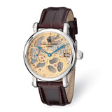 Charles Hubert Stnlss Stl Brown Leather Band Skeleton Dial Watch