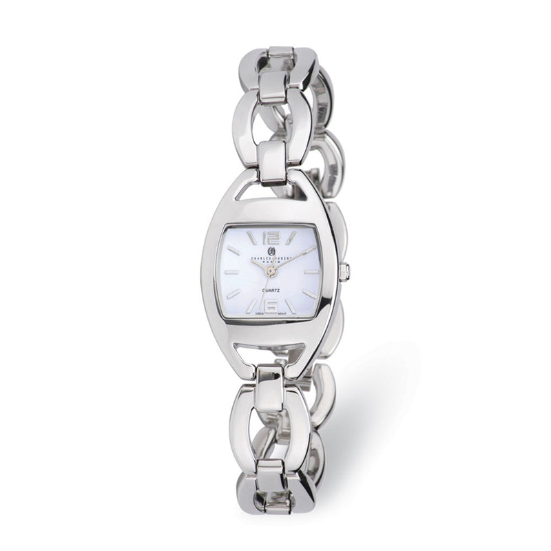 Charles Hubert Chrome Finish White Dial Quartz Watch