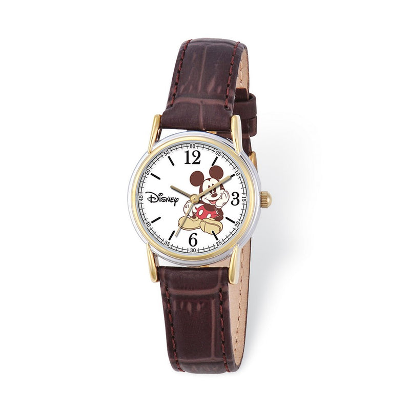 Disney Adult Size Brown Leather Strap Mickey Mouse Watch