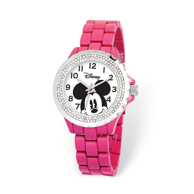 Disney Adult Size Pink Band w/ Crystal Bezel Mickey Mouse Watch