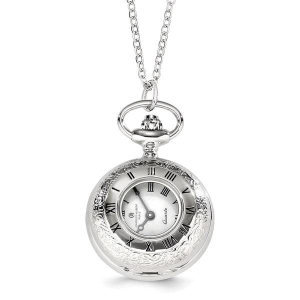 Charles Hubert Chrome-finish Floral Design Pendant Watch