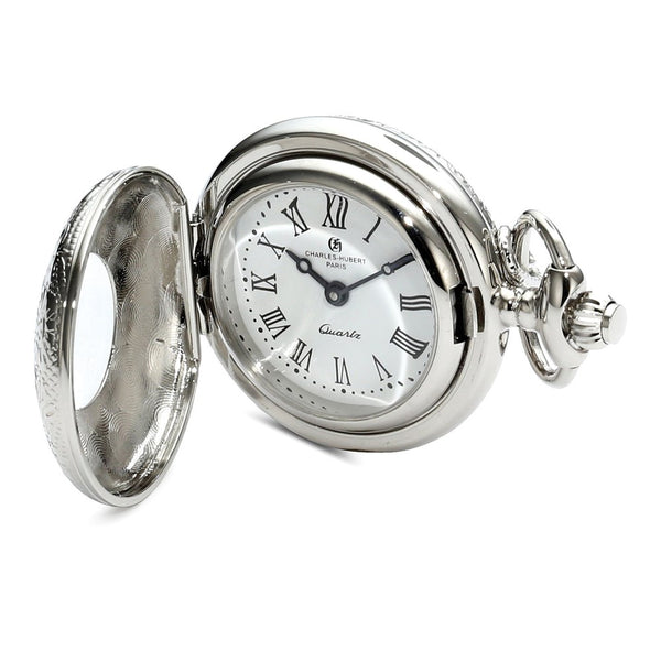 Charles Hubert Chrome-finish Floral Design Pendant Watch