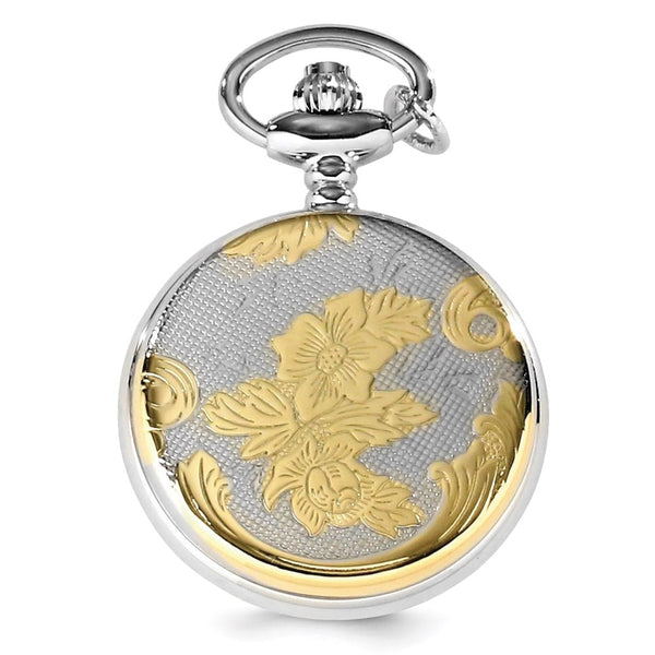 Charles Hubert Two-tone Floral Design Pendant Watch