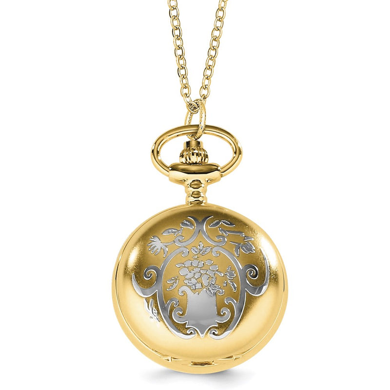 Charles Hubert Two-tone Floral Design Pendant Watch