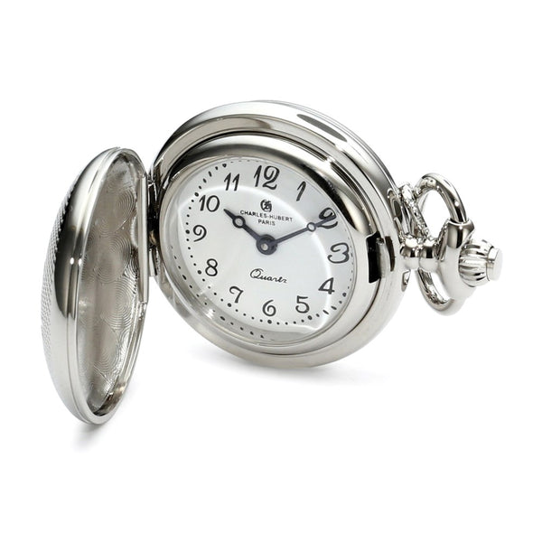 Charles Hubert Chrome-finish Quilted Design Pendant Watch