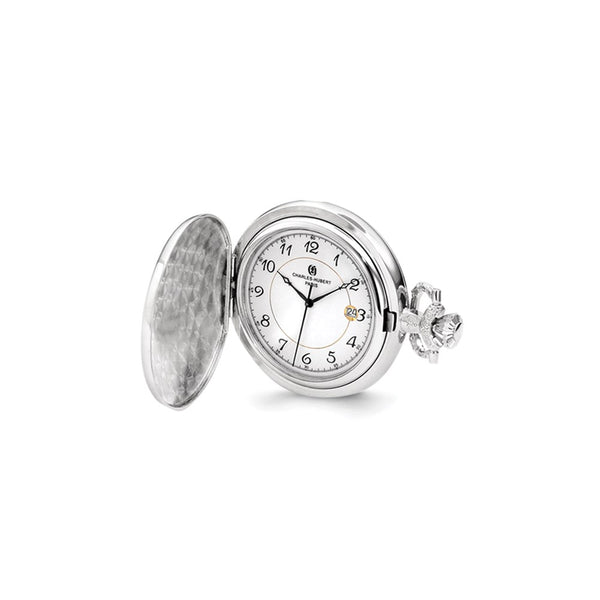 Charles Hubert Chrome-finish Floral Design Pocket Watch