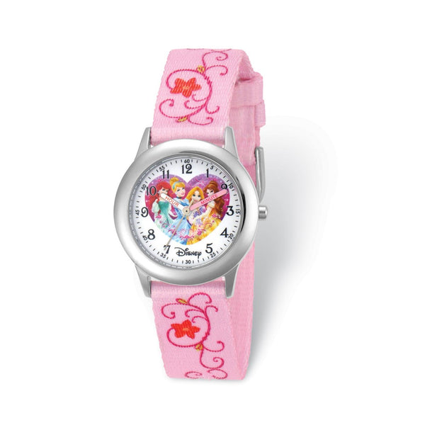 Disney Princess Printed Pink Fabric Time Teacher Watch