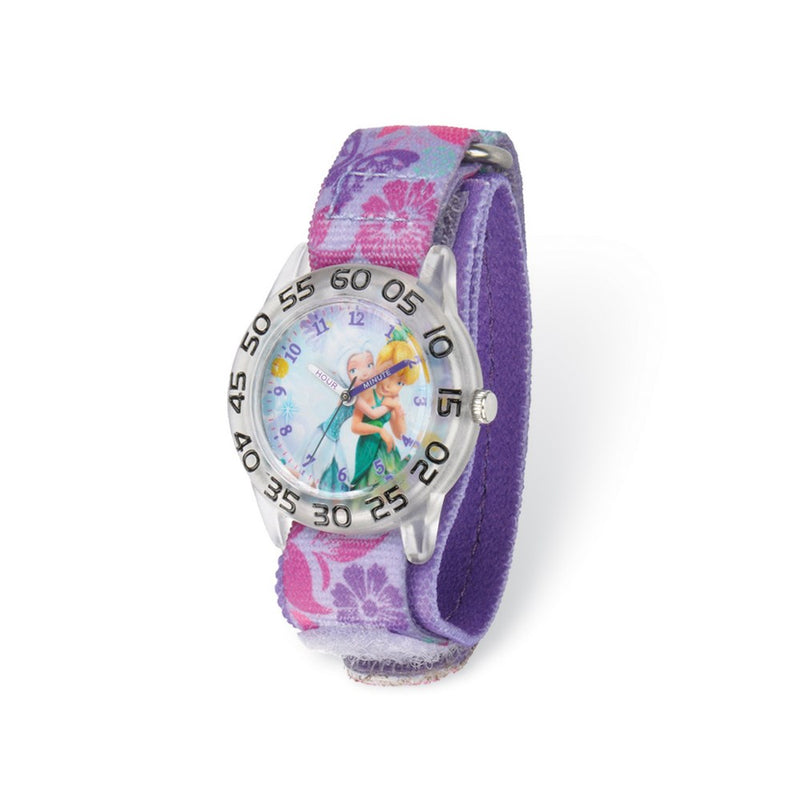 Disney Tinker Bell Acrylic Case Purple Velcro Time Teacher Watch