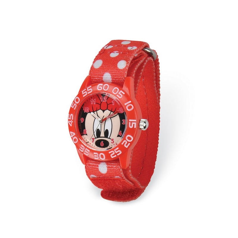 Disney Minnie Acrylic Case Red Velcro Time Teacher Watch