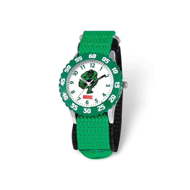 Marvel Hulk Kids Green Velcro Band Time Teacher Watch