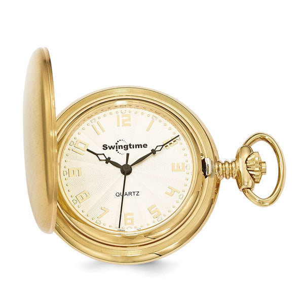 Swingtime Gold Finish Brass Quartz 42mm Pocket Watch