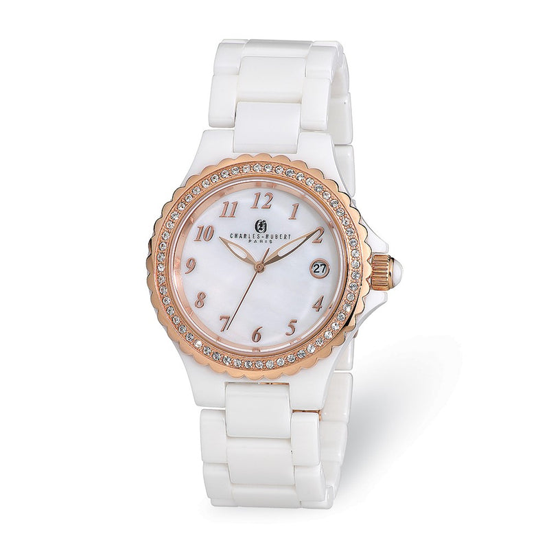 Ladies Charles Hubert White Ceramic 38mm Watch