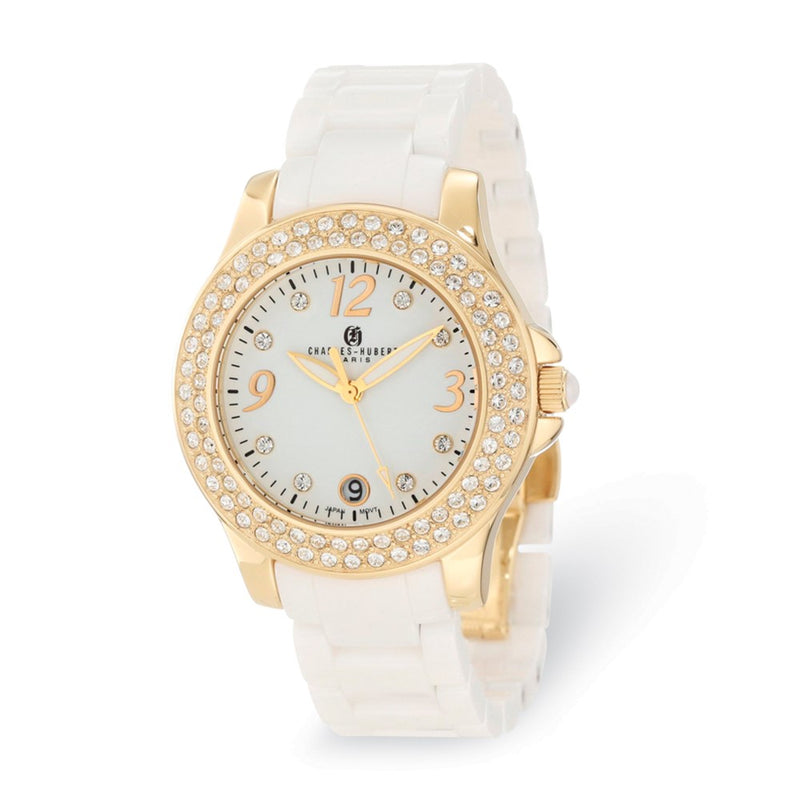 Ladies Charles Hubert White Ceramic 40mm Watch