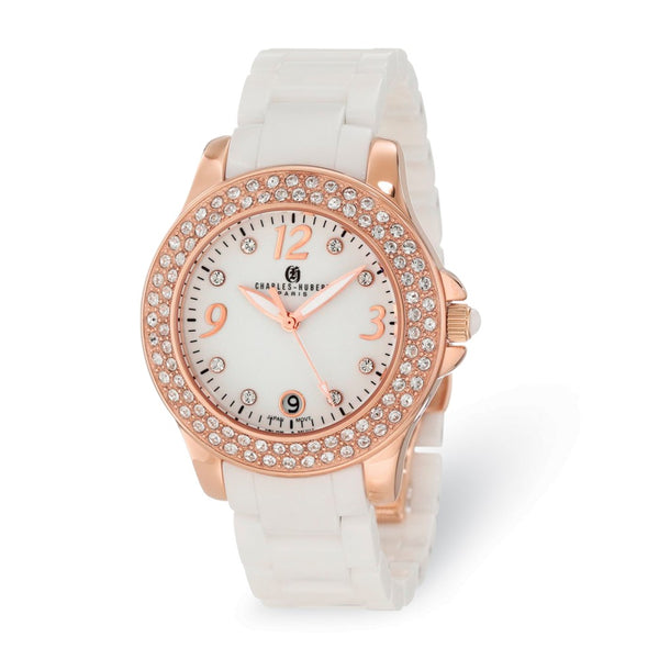 Ladies Charles Hubert White Ceramic 40mm Watch