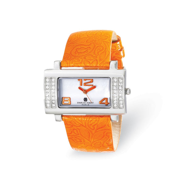 Ladies Charles Hubert Stainless Orange Leather 40x23mm Watch