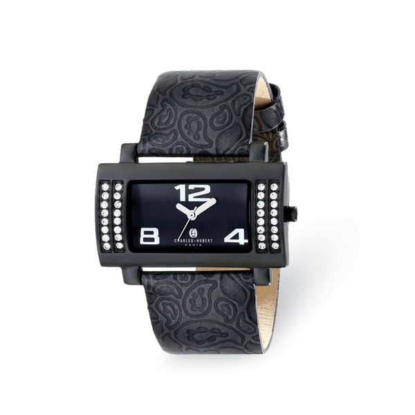 Ladies Charles Hubert Stainless Black Leather 40x23mm Watch
