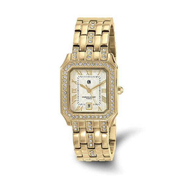 Ladies Charles Hubert IP-plated Stainless 26 x 32.5mm Crystal Bezel Watch