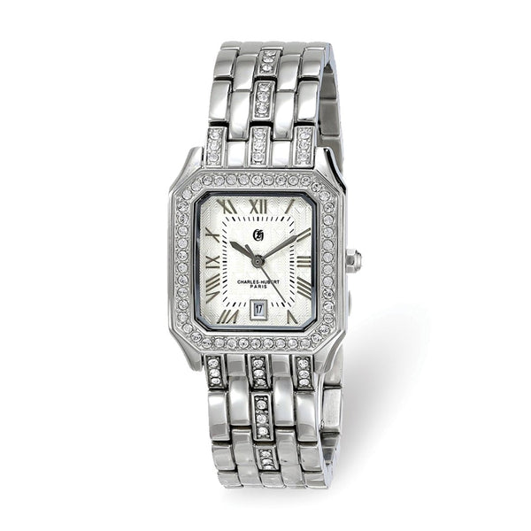 Ladies Charles Hubert Stainless 26 x 32mm Crystal Bezel Watch