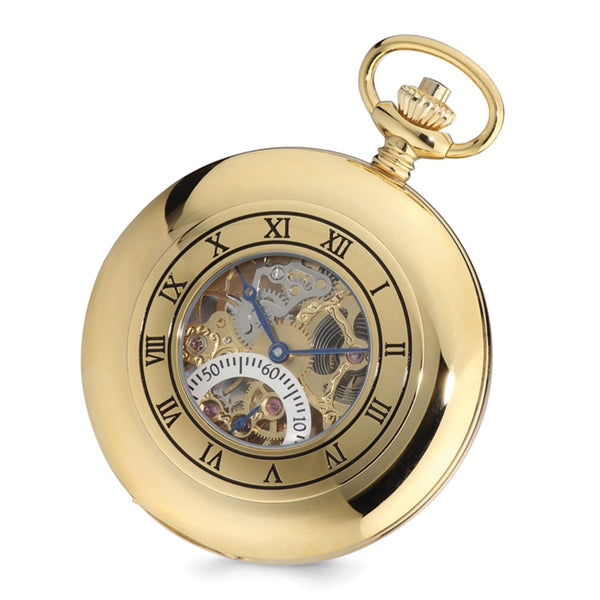 Charles Hubert IP-plated Open Heart 53mm Case Pocket Watch