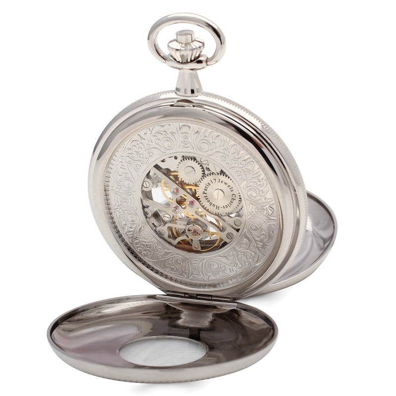 Charles Hubert Chrome Finish White Dial Pocket Watch