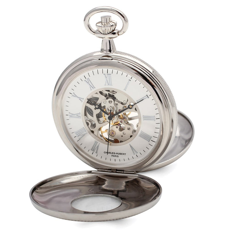 Charles Hubert Chrome Finish White Dial Pocket Watch