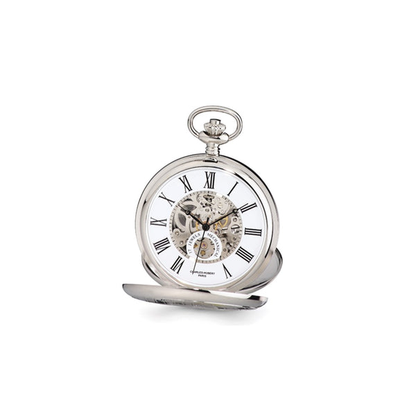 Charles Hubert White Skeleton Dial 53mm Pocket Watch