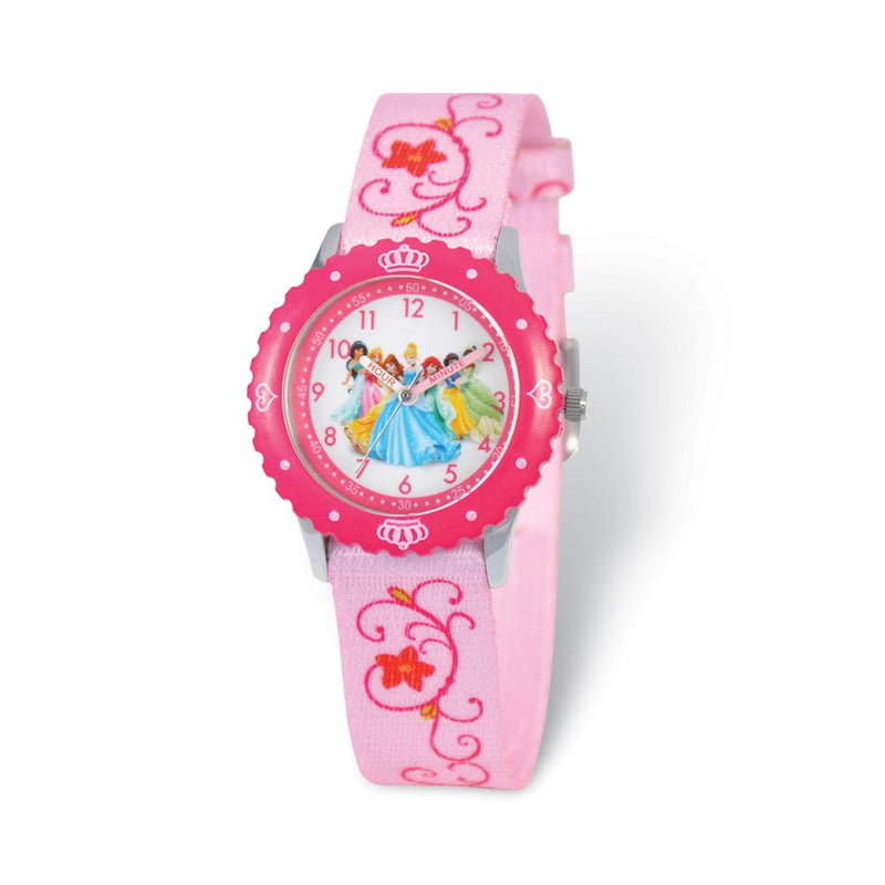 Disney Princess Pink Fabric Band Time Teacher Watch