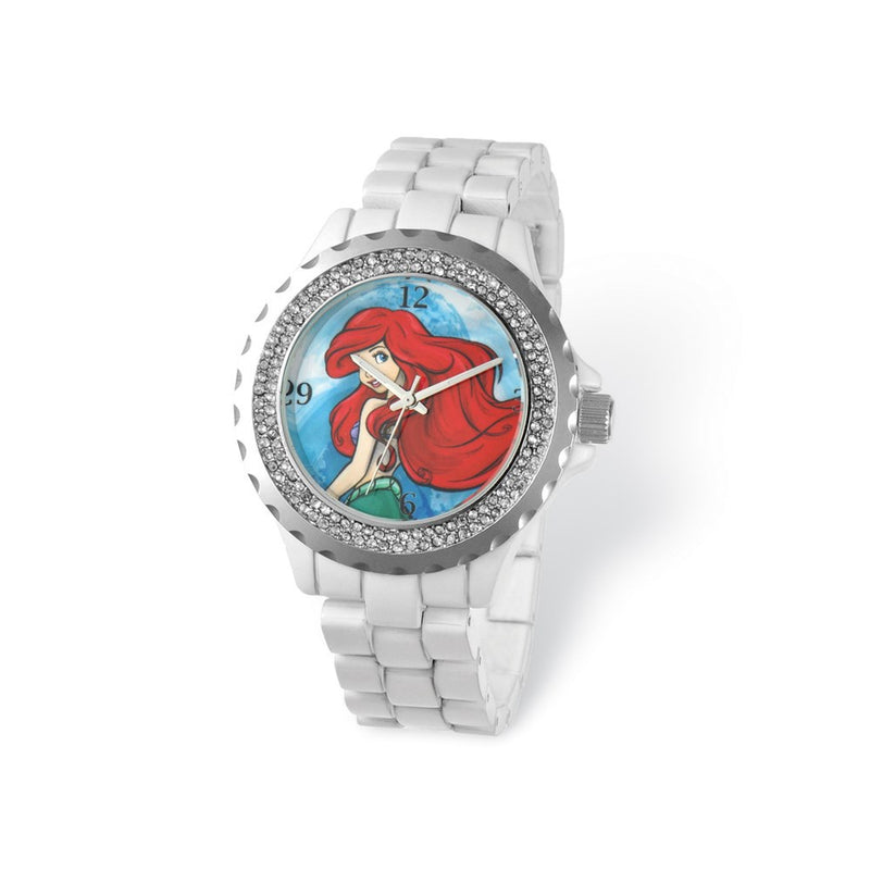 Ladies Disney Ariel White Bracelet Crystal Bezel Watch