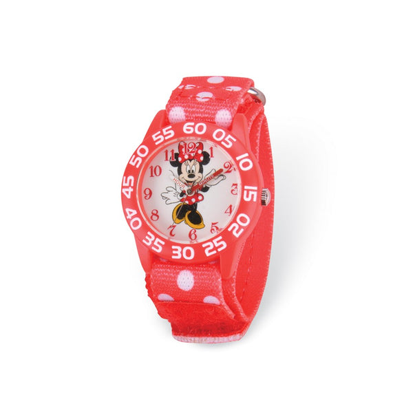 Disney Minnie Mouse Acrylic Case Red Velcro Time Teacher Watch