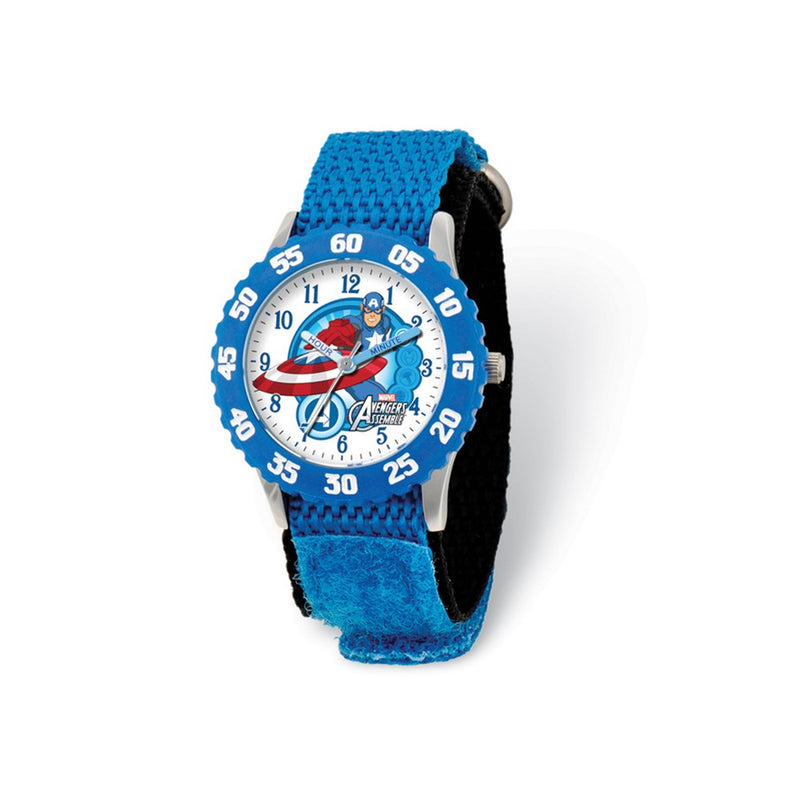 Marvel Avengers Captn America Blue Velcro Time Teacher Watch