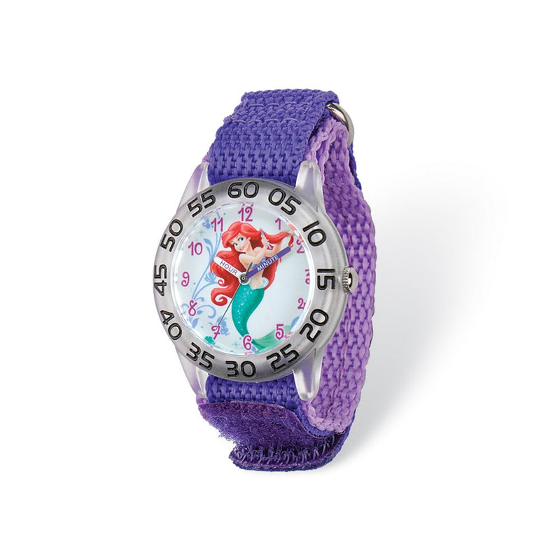 Disney Princess Ariel Acrylic Purple Nylon Time Teacher Watch