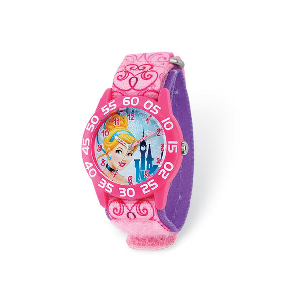 Disney Princess Cinderella Acrylic Pink Nylon Time Teacher Watch