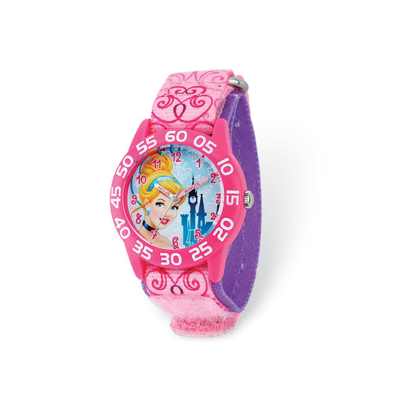 Disney Princess Cinderella Acrylic Pink Nylon Time Teacher Watch