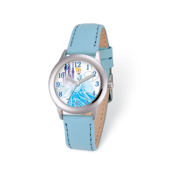 Disney Princess Cinderella Light Blue Leather Tween Watch