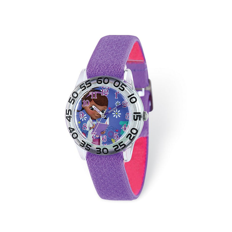 Disney Doc McStuffins Acrylic Purple Stretch Band Time Teacher Watch