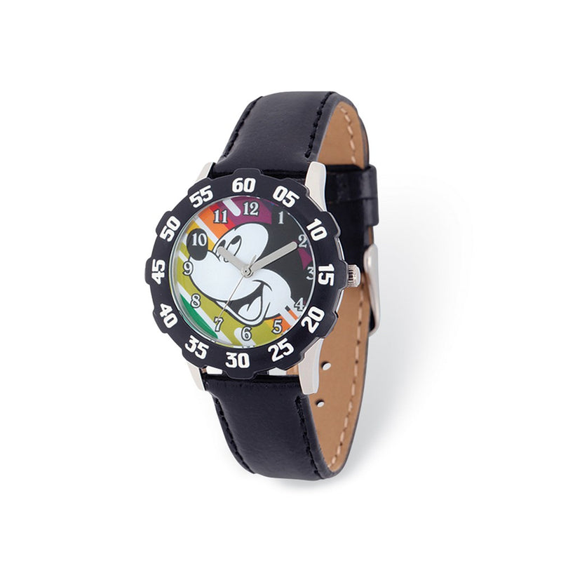 Disney Kids Mickey Mouse Black Leather Tween Watch