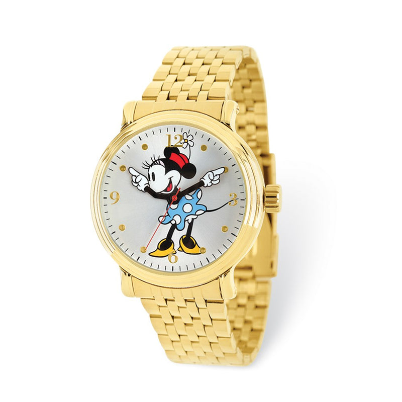 Disney Adult Size Gold-tone Minnie Blue Dress Watch