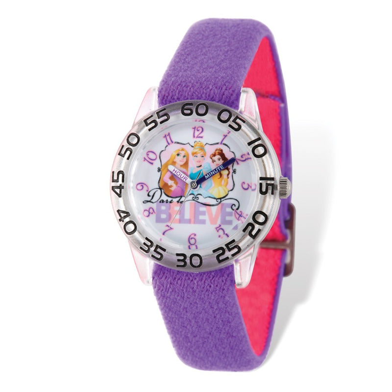 Disney Kids Princess Purple Stretch Band Time Teacher Watch