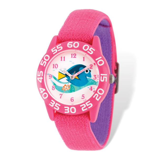 Disney Kids Nemo & Dory Pink Stretch Time Teacher Watch