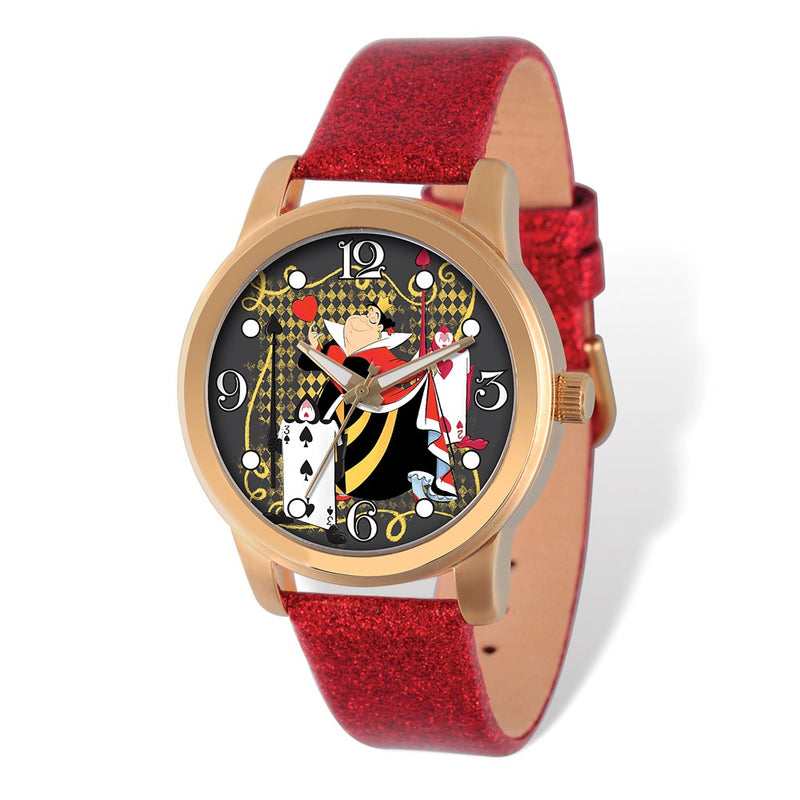 Disney Adult Size Gold-tone Alice in Wonderland Red Band Watch